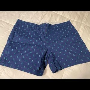 Lands End size 14 navy shorts with teal anchors